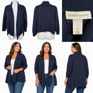 Christopher & Banks Open Front Cardigan Navy Blue XL